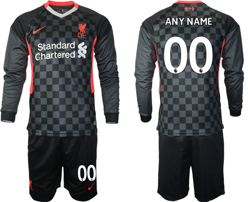 Men 2021 Liverpool away long sleeves custom soccer jerseys->youth soccer jersey->Youth Jersey